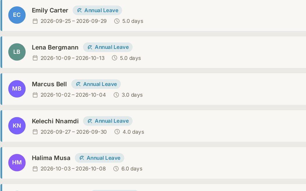 Leave requests waiting for a manager to review